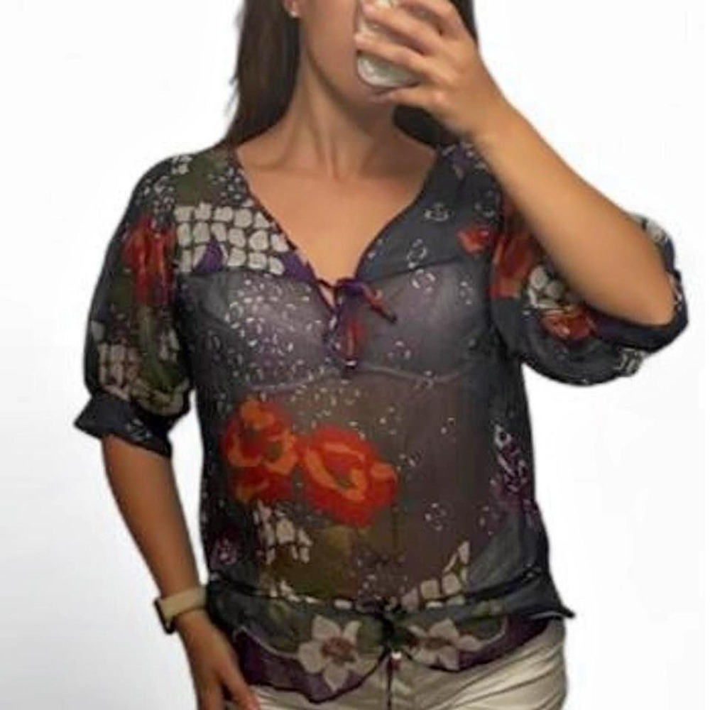 DEADSTOCK ANGIE SHEER FLORAL BLOUSE floral print